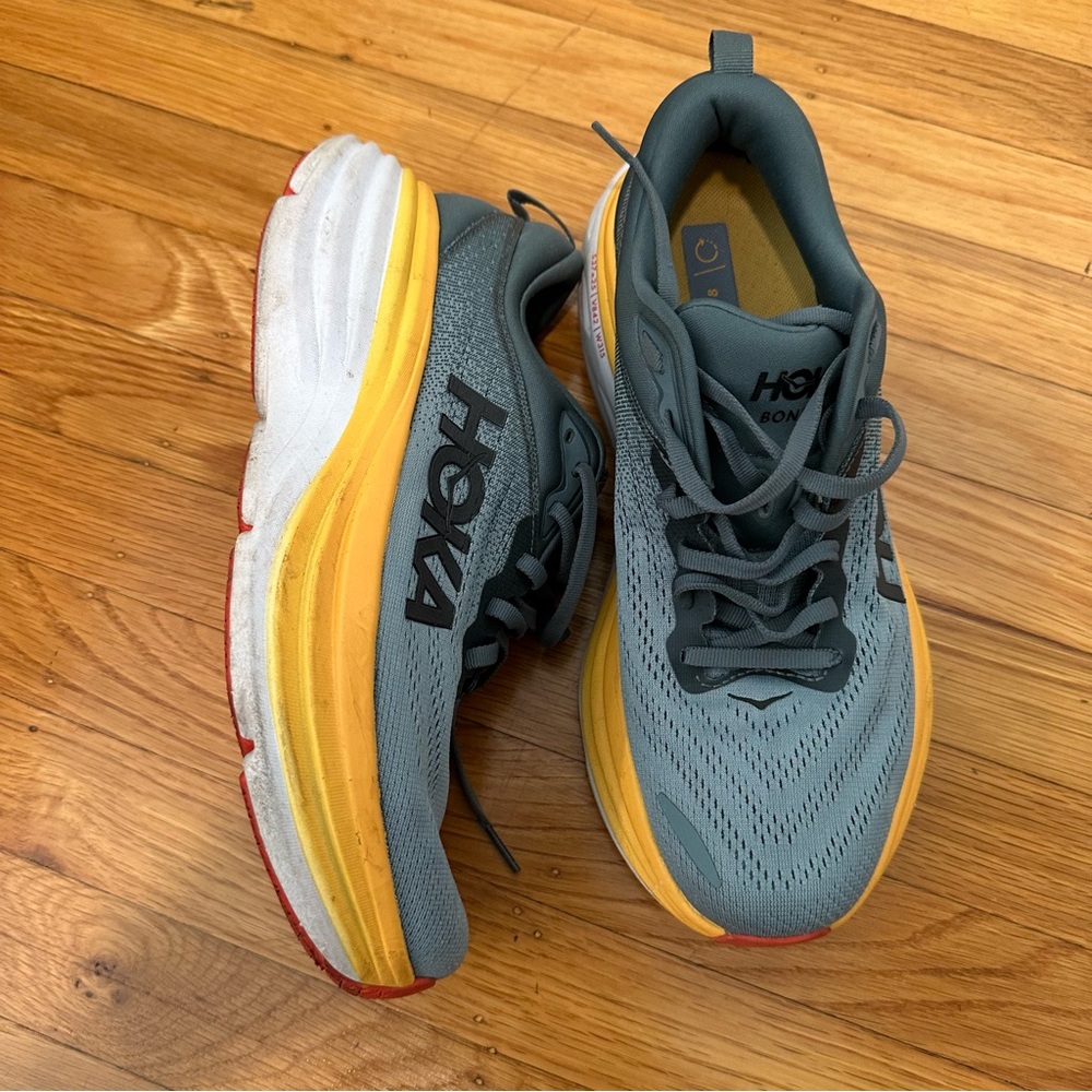 Hoka One One Mens Bondi 8 in Goblin Blue and Yellow Size 9 #P13 - Picture 6 of 13